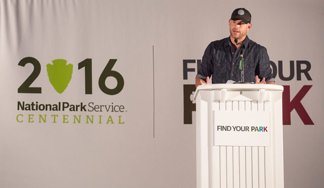 "AUSTIN, TX - MAY 03: National Park Foundation celebrates National Park Service centennial and Find Your Park movement with kick off Park Exchange Event Series at The University of Texas at Austin with Andy Roddick on April 18, 2016 in Austin, Texas. (Photo by Rick Kern/Getty Images for National Park Foundation )"