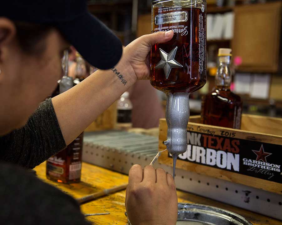 Waxing a Bourbon Bottle