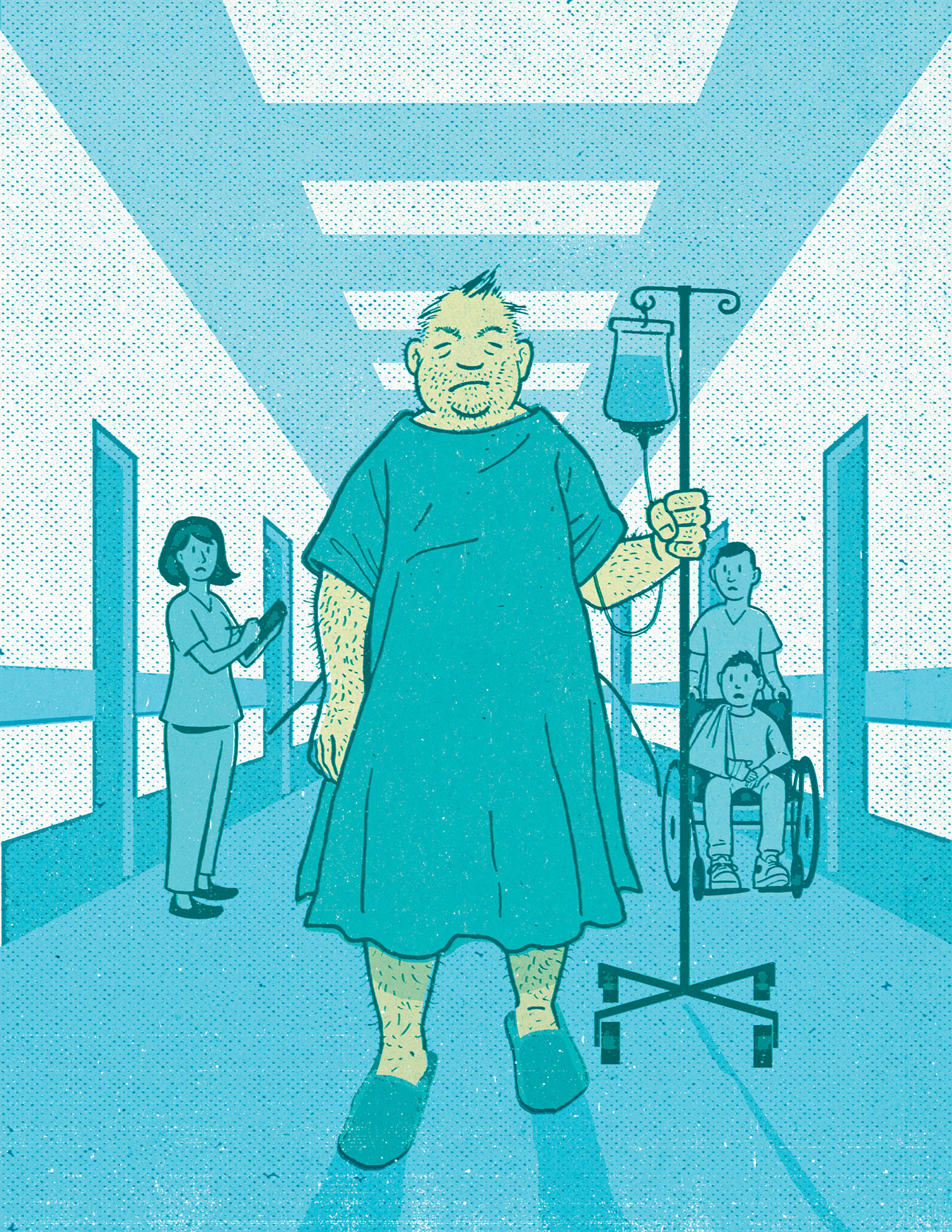 man in hospital gown