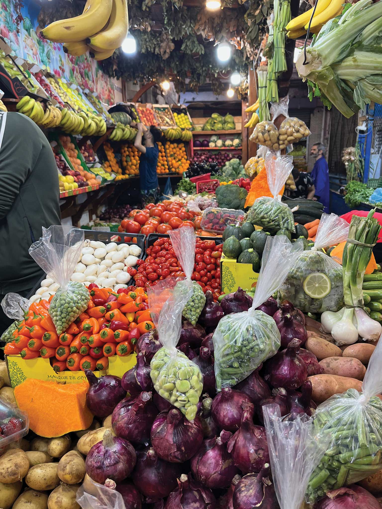 Fresh produce in a Tangier food market. 