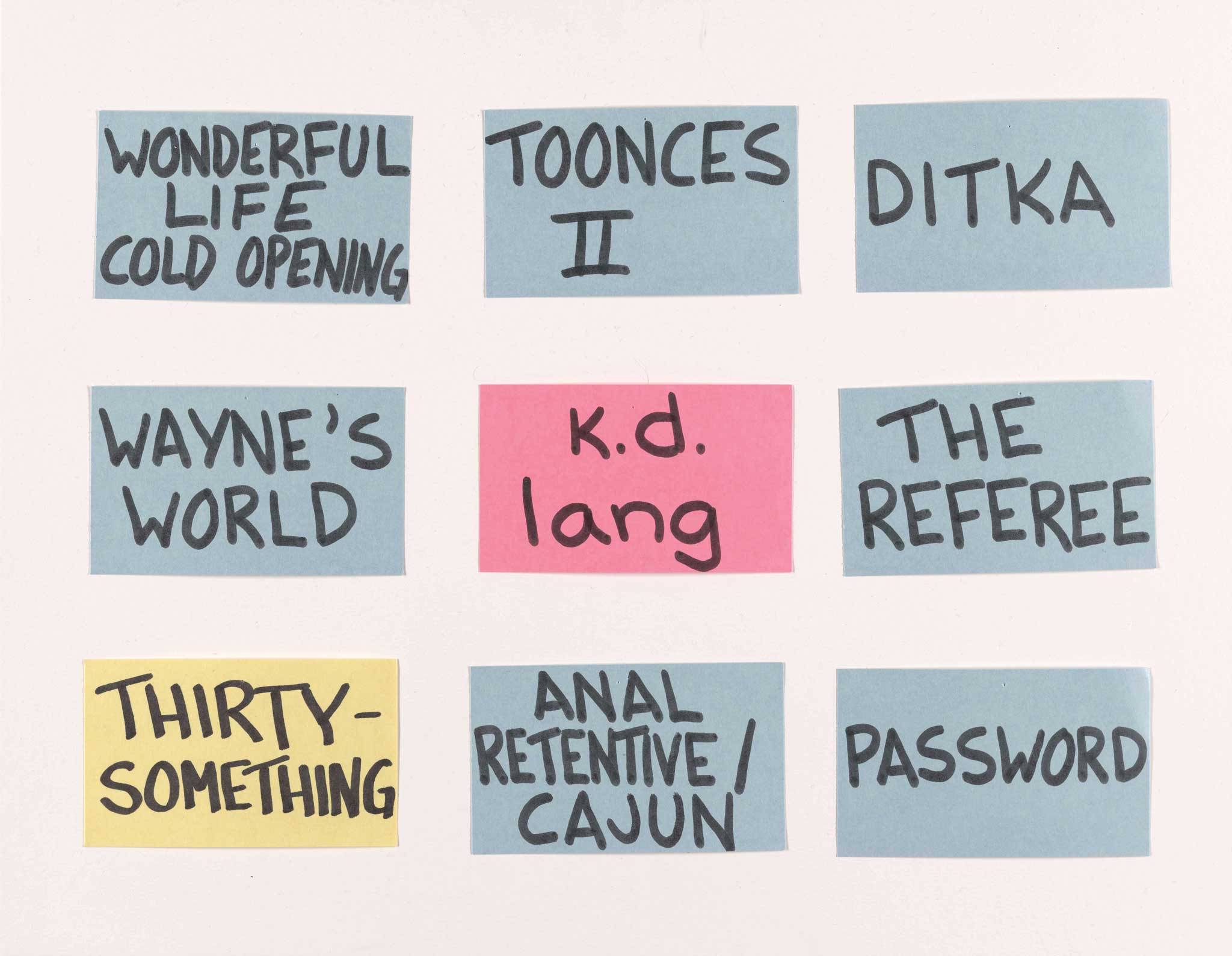 Sketch title cards for SNL.