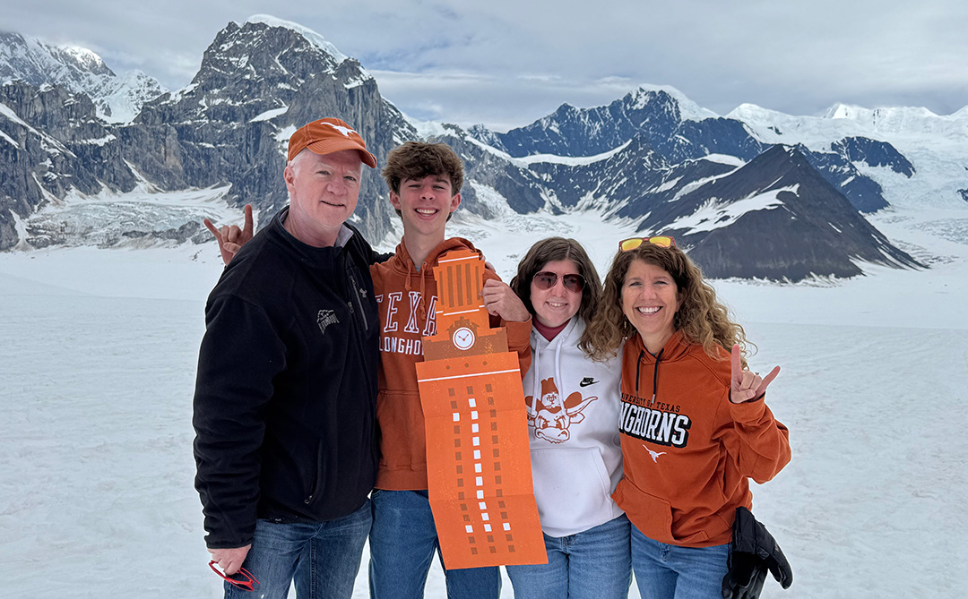 Four Longhorns at Glacier Landing on Ruth Glacier in Denali National Park.