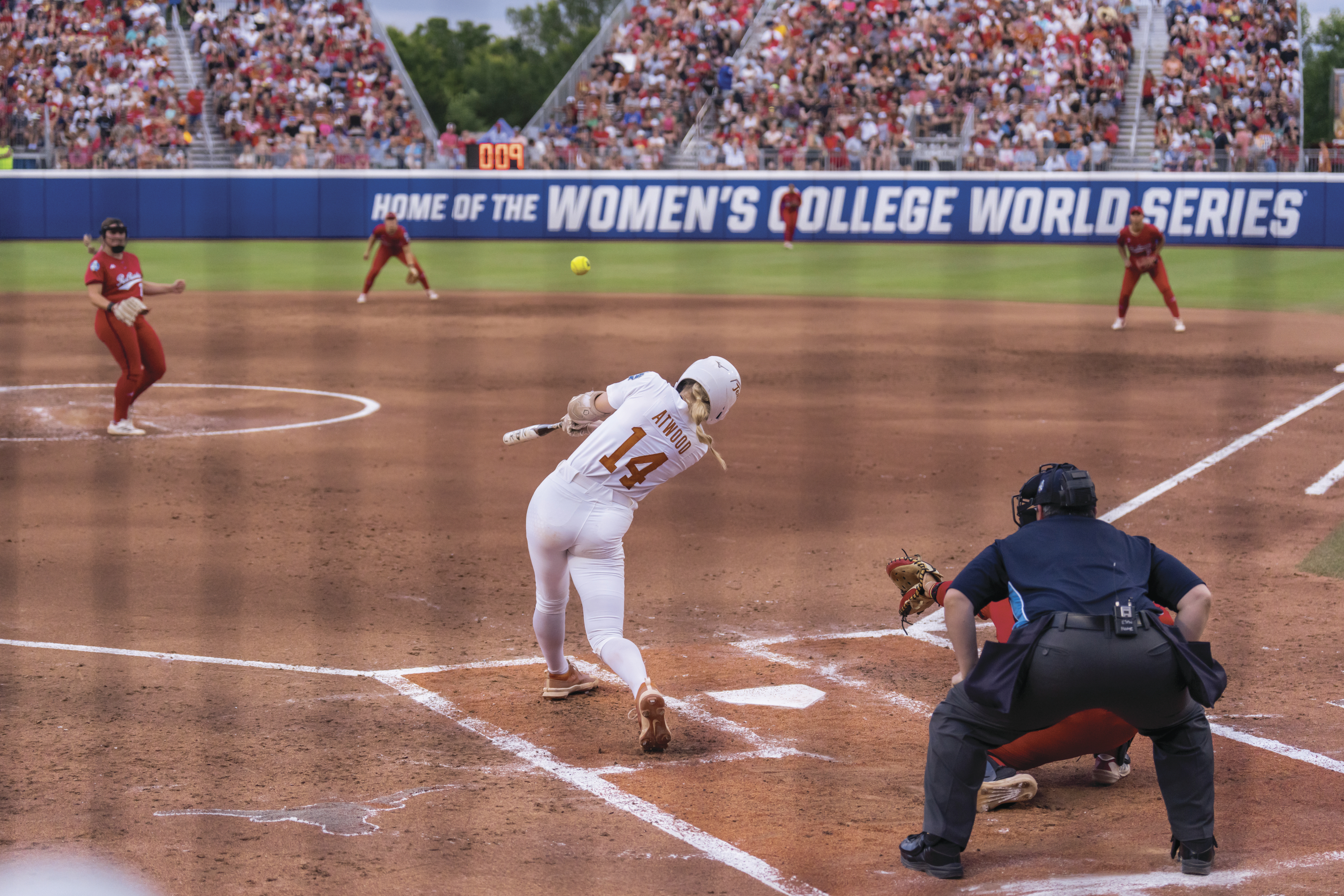 Reese Atwood hits the ball in Game 3.