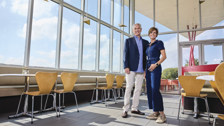 Patrick and Kathy Terry stand in their restaurnant. 