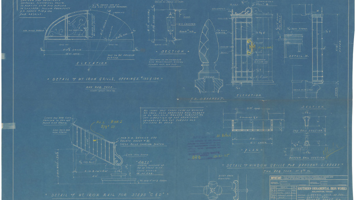 Original blueprint for the Tower's ironwork.