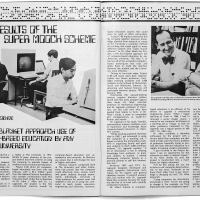 Photo of the first use of computer-based education at UT.