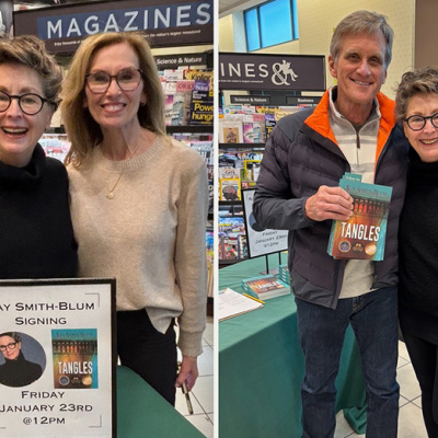 The author of Tangles, Kay Smith-Blum, at a book signing in Texas bookstores. 