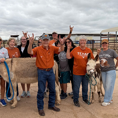 Texas Exes San Angelo Chapter chose the Peaceful Valley Donkey Rescue for their annual service project