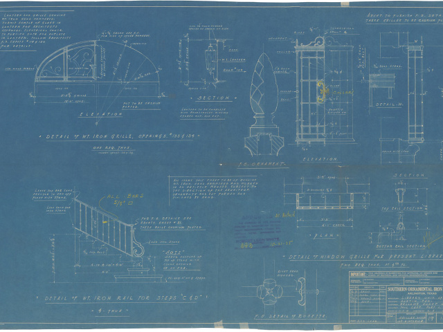 Original blueprint for the Tower's ironwork.