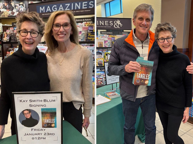 The author of Tangles, Kay Smith-Blum, at a book signing in Texas bookstores. 
