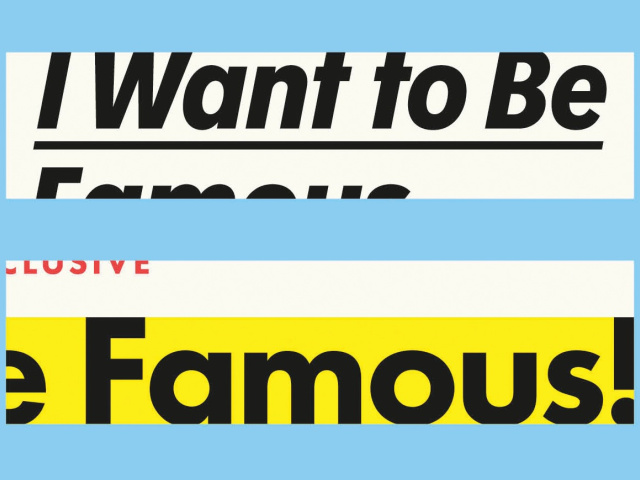 A cropped section from a book cover that reads "I Want to Be Famous!"