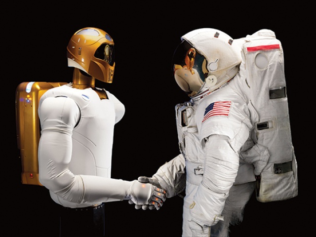 Robonaut 2, a dexterous, humanoid astronaut helper.