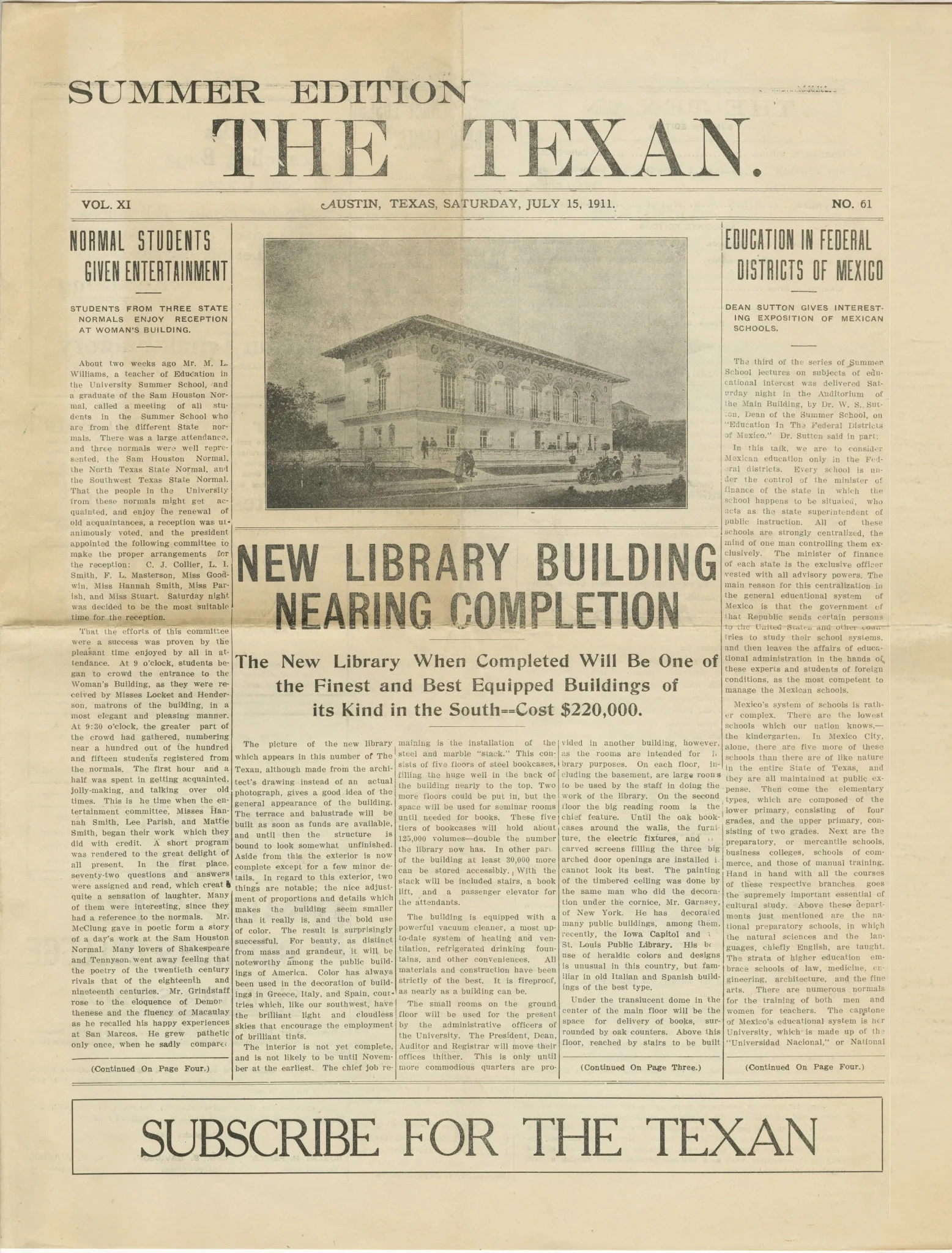 summer edition of the Texan, 19211