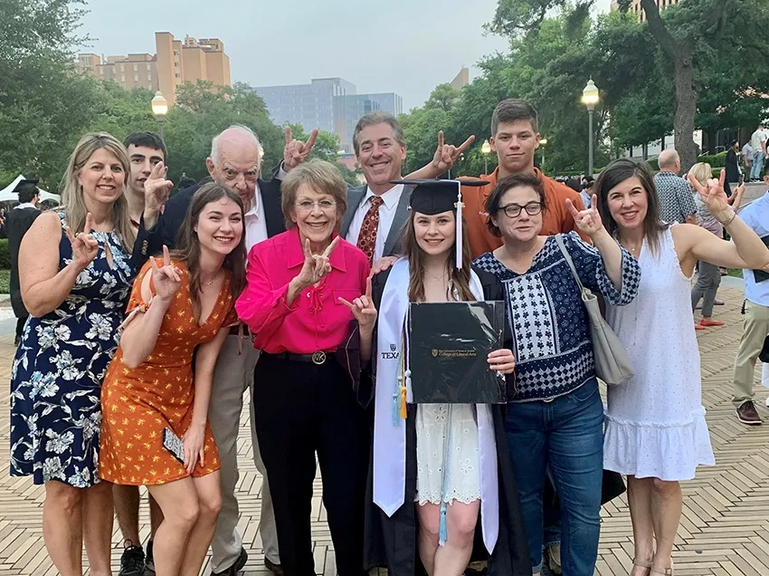The Durham family celebrates graduation at UT Austin.