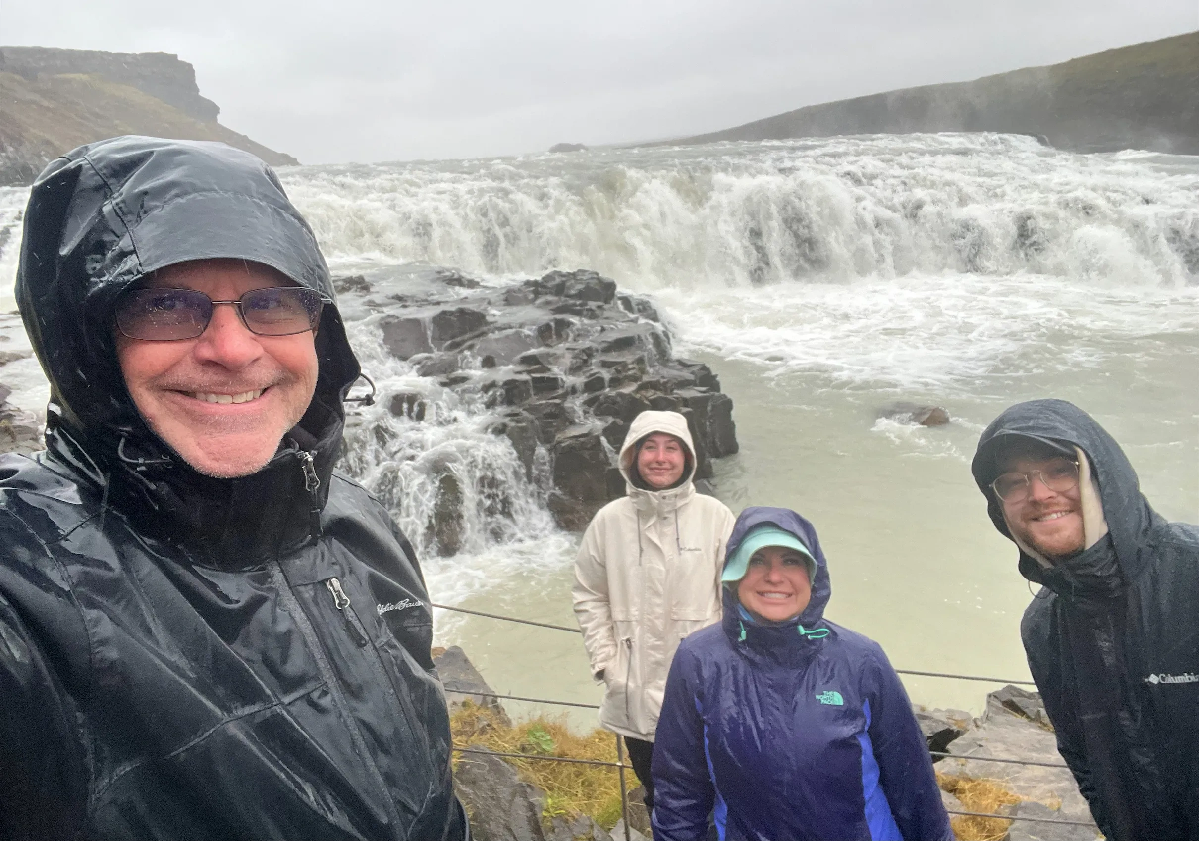 Ken Lipshy in Ireland at a waterfall.