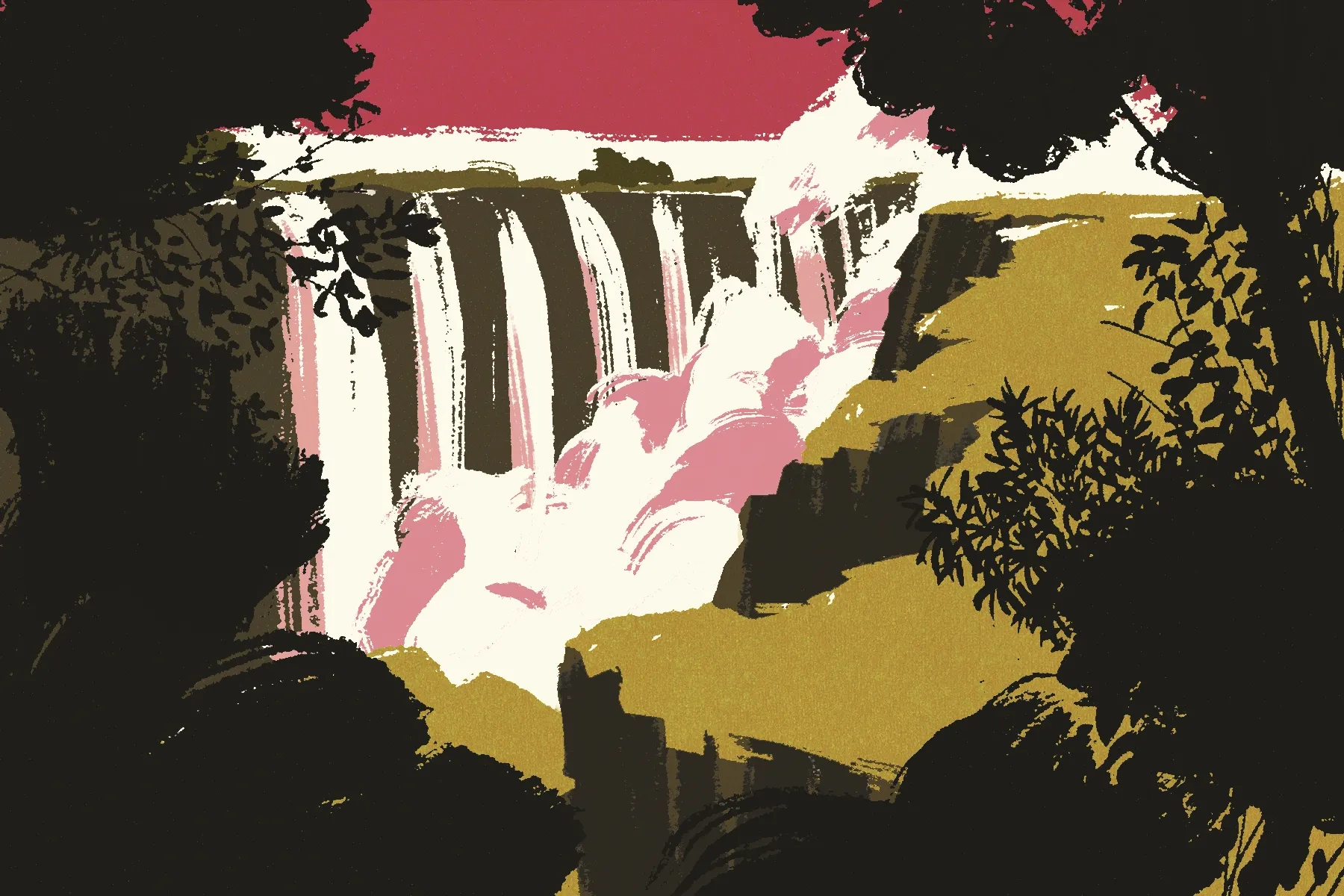 An illustration of a waterfall.