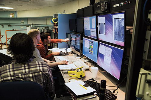 Researchers in the control room