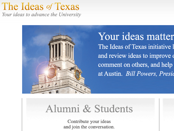 Ideas of Texas website banner