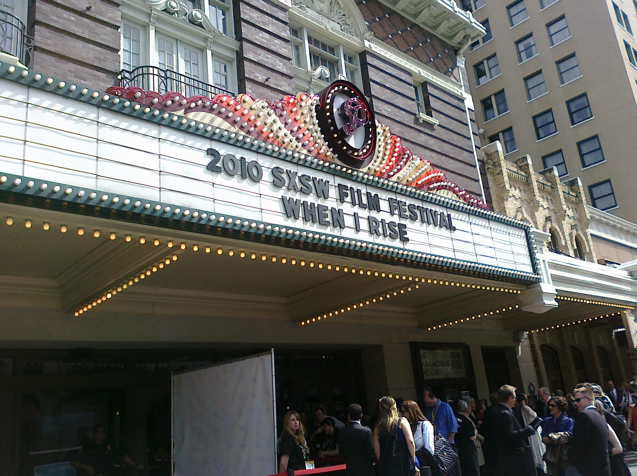 The marquee at the Paramount Theater