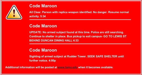 Code Maroon alert