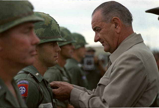 LBJ with soldiers